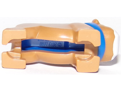 Dog, Bulldog with Black Eyes, Nose and Mouth, White Muzzle, and Blue Collar Pattern, Medium Nougat (65388pb02 / 6288073)