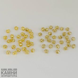 Металлическая ажурная бусина "Сеточка" 4 мм ЛЮКС, покрытие в ассортименте, цена за набор около 24-28 шт