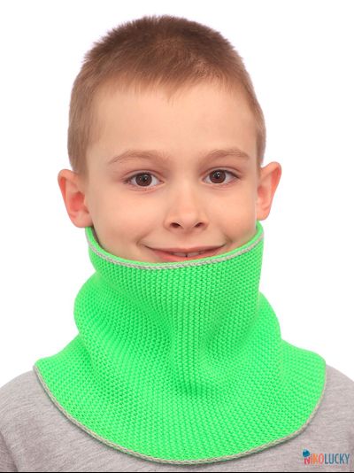 Шарф(снуд)  22-33 двойной, цвет серый, салатовый размер 2