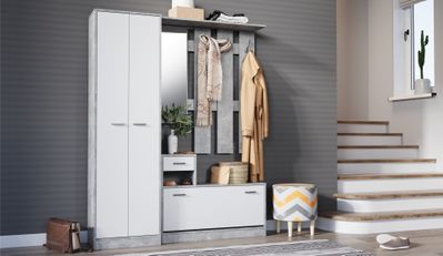 Прихожая ИНТЕР + Шкаф распашной Ателье светлый/Белый