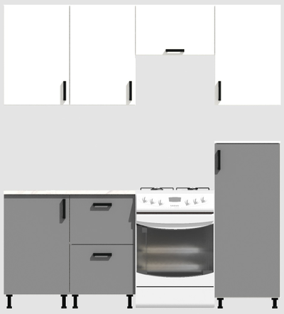 Кухня Эконом 1,5 метра с полуколонкой (1000х500) Цвет: Белый/Базальт