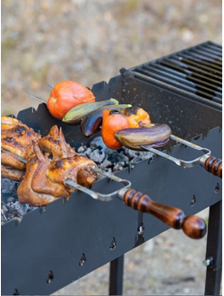 Двойной шампур с деревянной ручкой (шампур-вилка) 10*3мм*45 см