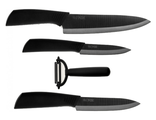Набор керамических кухонных ножей Xiaomi Nano ceramic 3 ножа и овощечистка (HU0010), черный