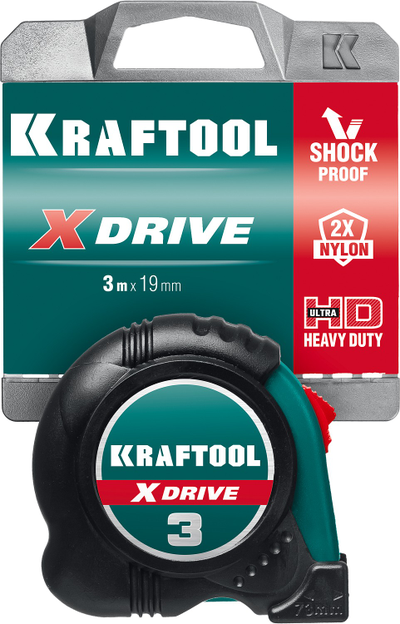 Рулетка KRAFTOOL X-Drive, 3 м х 19 мм