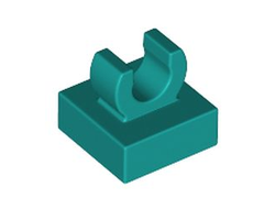Tile, Modified 1 x 1 with Open O Clip, Dark Turquoise (15712 / 6355014)