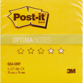 Блок-кубик Post-it 654-ONY, 76х76, неон желтый (100 л)