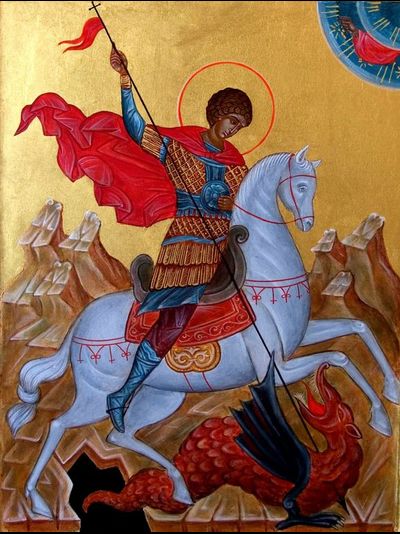 Купить греющую картину с фото репродукции чудо Георгия о Змие  1