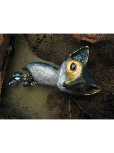 Волшебная брошь "Ледяная Лисичка - Хозяйка Зимнего Леса"