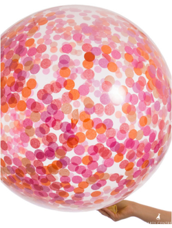 Шар гигант с персиковым конфетти (с надписью)