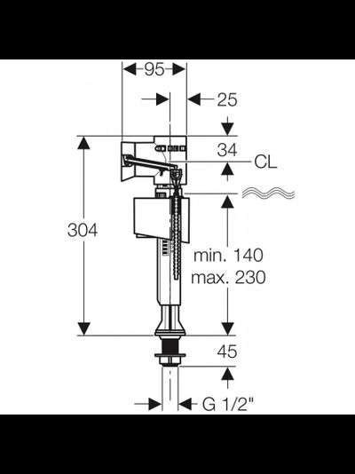 Заливной механизм унитаза Vitra Impuls Basic 340 - 1/2 дюйма (136.732.00.1)