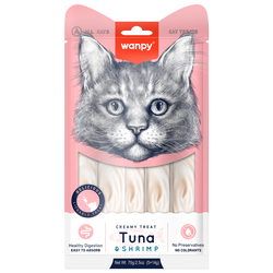 Wanpy Cat (Ванпи кэт) Лакомство для кошек «нежное пюре» из Тунца и креветок, 70 г