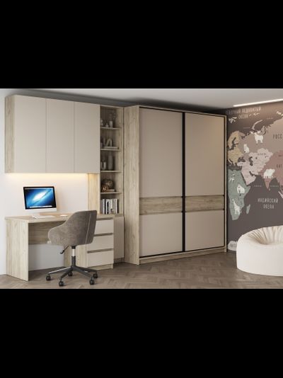 Бостон шкаф-купе ШК-005 Дуб Крафт серый/Кашемир