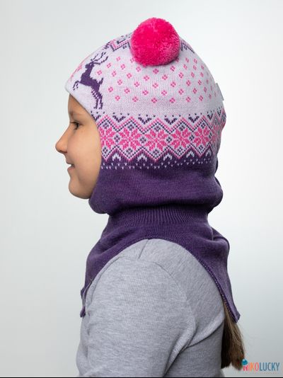 Шапка-шлем "Сказка" 22101-01, цвет баклажановый р. 50-52