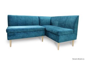 Кухонный Угловой диван "Форум-8Б" Стандартный Велюр, Синий, правый