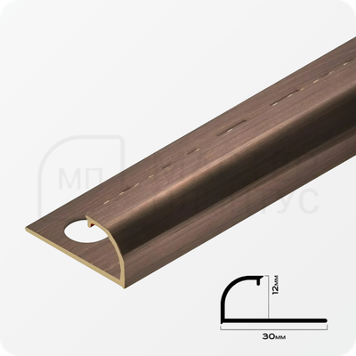 Профиль для плитки С-образный латунный 12 мм NEEXY PVL18-04 ANTBL Антик бронза светлая 2.7 м