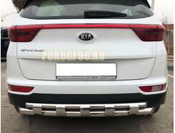 Защита заднего бампера двойная с перемычками d60/42 для Kia Sportage (2016-2018)