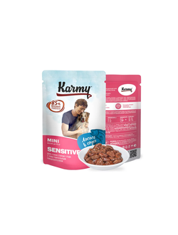 Karmy (Карми) влажный корм (пауч) для собак мелких пород с чувствительным пищеварением, лосось 80 г