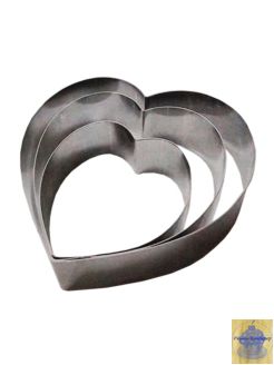 Набор металлических форм Сердце, 3 шт: 20*20*4,5 см, 15,5*15*4,5 см, 10*10*4,5 см.