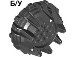 ! Б/У - Wheel Hard Plastic with Small Cleats and Flanges, Black (64712 / 4538782) - Б/У