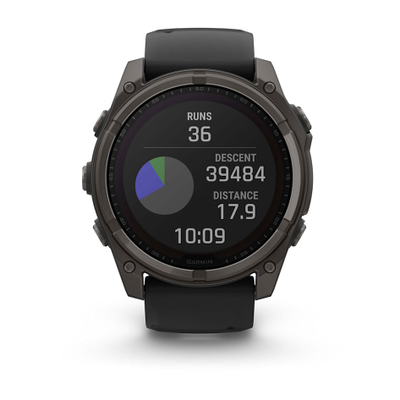 Умные часы Garmin Fenix 8 - 51 мм Solar, Sapphire титановый угольно-серый с DLC-покрытием и черным ремешком (010-02907-11)
