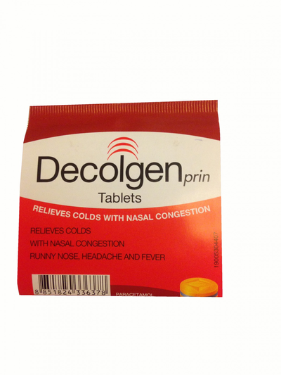 Тайские таблетки от гриппа, простуды, насморка и температуры Decolgen prin Tablets (1 уп | 4 таб.)