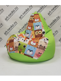 Кресло-мешок БИГ БОСС комби Мордашки  /Дюспо салат