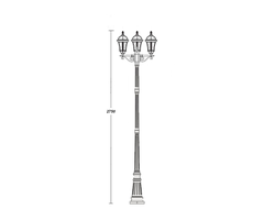 Светильники садово-парковые ROME S (столб 3 фонаря, высота  2233мм)