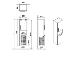 Пенал высокий, Vitra Root, 40 см, с корзиной для белья, глянцевый белый, правосторонний, 66231