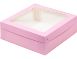 Коробка для зефира с/о (крышка-дно, розовая), 200*200*70мм