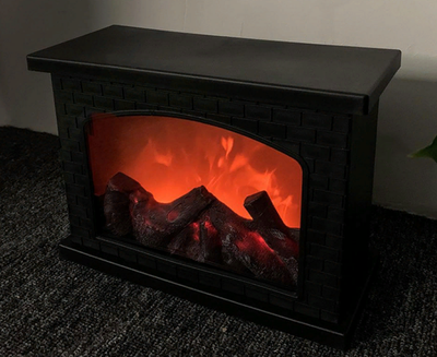 Фонарь Камин с имитацией огня 28*20*12см, Цвет: Бронза, Черный