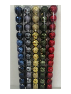 Елочные игрушки "Ассорти" Шары набор в тубах #6ADE12 10уп(1уп-12шт).