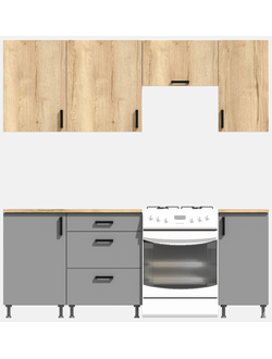 Кухня Эконом 1,5 метра (1100х400) Цвет: Дуб Вотан/Базальт