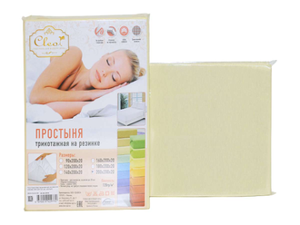 Простыня Cleo трикотажная на резинке 90х200х20 (св. желтый) 90/005