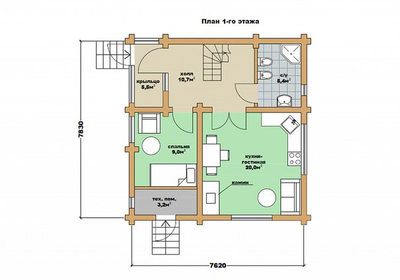 Дом из бревна ДБ-04, площадь 120 м2