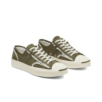 Кеды Converse Jack Purcell Faux Fur Lined leather кожаные зеленые низкие