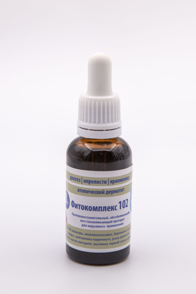 Фитокомплекс Волгаладь 102 при диатезе, опрелостях, крапивнице, атопическом дерматите для детей от 0 лет, 30 мл