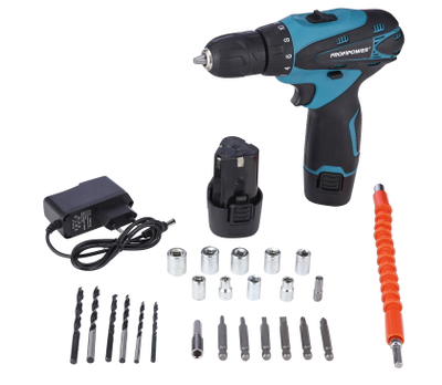 Аккумуляторная дрель-шуруповерт с набором PROFIPOWER MK-12BT