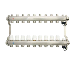 Коллекторная группа ONDO для радиаторной разводки (9 контуров) в сборе с термостатическими и запорными клапанам