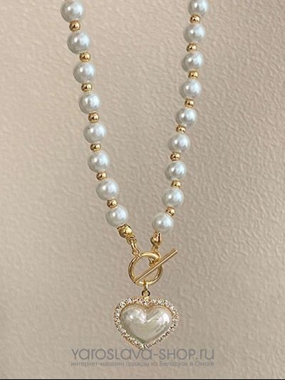 Модель: АЛ-017. Ожерелье жемчужное сердце.