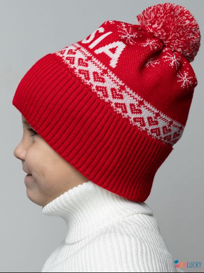 Шапка 20202-01 подклад 100% полиэстер, красный, белый 56