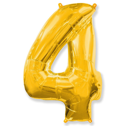 Воздушный шар фольгированный "Цифра 4. Золото"  (Испания) 102 см.