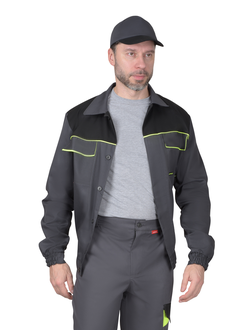 Костюм ХОВАРД-МАСТЕР летний: куртка, брюки, темно-серый с черной и лимонной отделкой