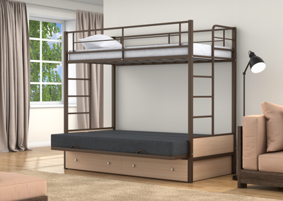 Двухъярусная кровать-диван Дакар 1 Коричневый (вставки Дуб молочный) фото 5