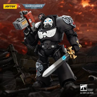 Терминатор Гвардии Ворона (Warhammer 40K) - КОЛЛЕКЦИОННАЯ ФИГУРКА 1/18 Raven Guard Terminator with Power Sword and Storm Bolter (JT03240) - JOYTOY