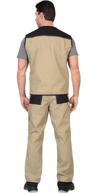 Жилет "СИРИУС-ВЕСТ-ВОРК" бежевый с черным пл. 275 г/кв.м