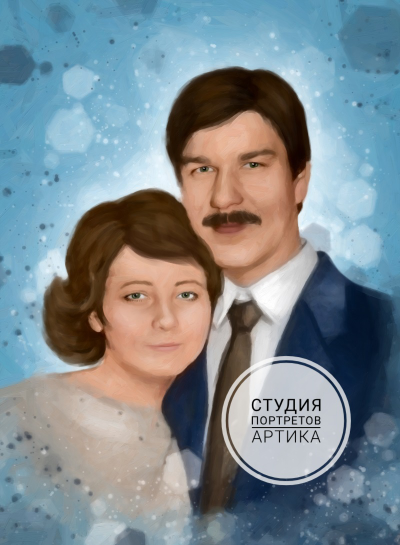 Портрет в Стиле Масло 2 Человека