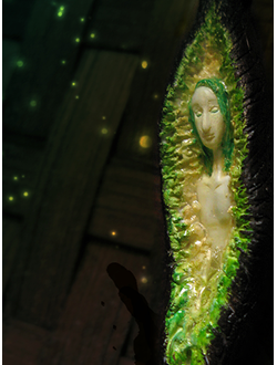 Дух живого леса. Кулон из полимерной глины. Талисман в виде дриады - духа леса