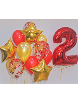 Набор шаров с гелием "Яркий" с цифрой
