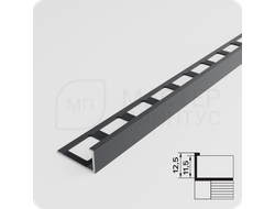 Окантовочный плиточный профиль из алюминия 12 мм. Лука ПК 01-12 муар серый