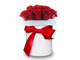 White box red roses